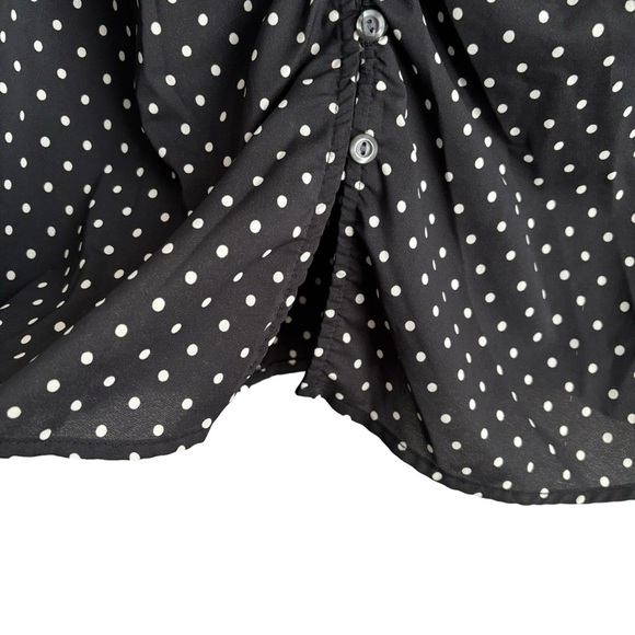New York & Company City Stretch Polka Dot Button Up Blouse Office Workwear Sz 14 - Picture 7 of 16